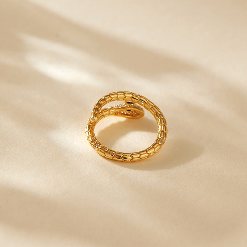 Gold Snake Ring, Dainty Adjustable ring