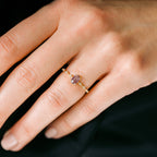 Geometric Purple Zircon Japanese Style Copper Ring