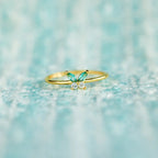 tiny green butterfly ring