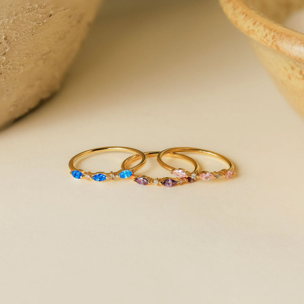 Triple Marquise Birthstone Ring