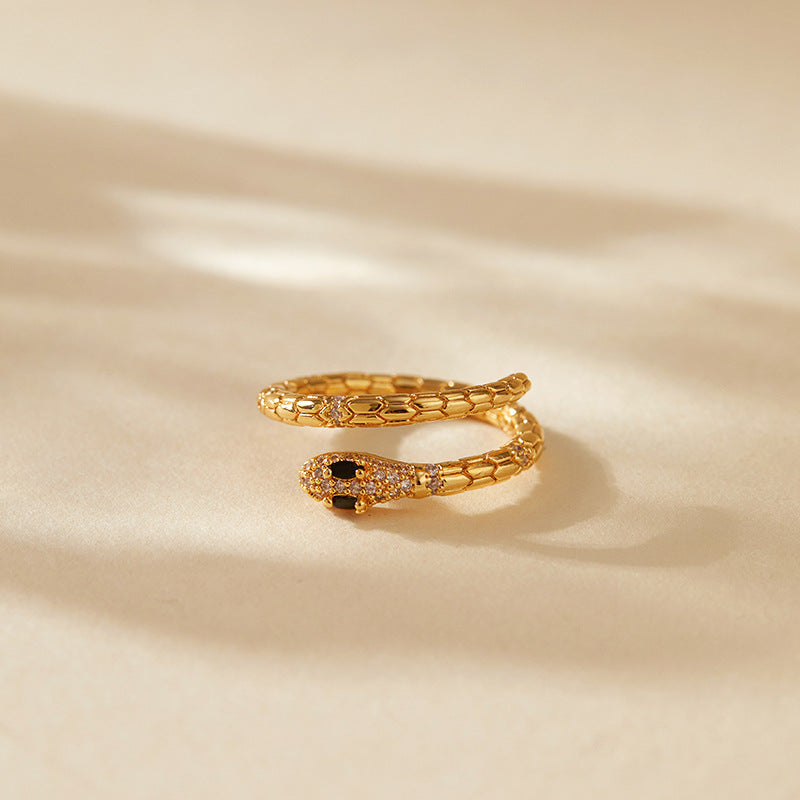 Gold Snake Ring, Dainty Adjustable ring