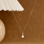 Zircon Pearl Pendant Stainless Steel Thin Chain Necklace
