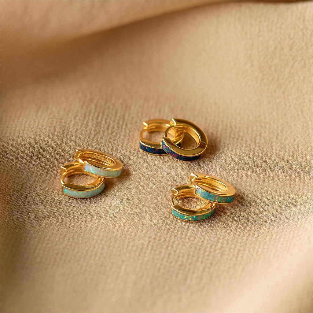 Opal Inlay Huggies Set