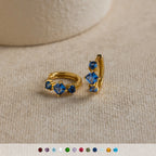 18K Gold Princess Cut Birthstone Huggies