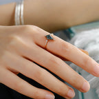 Vintage Kite Cut Green Moss Agate Engagement Ring