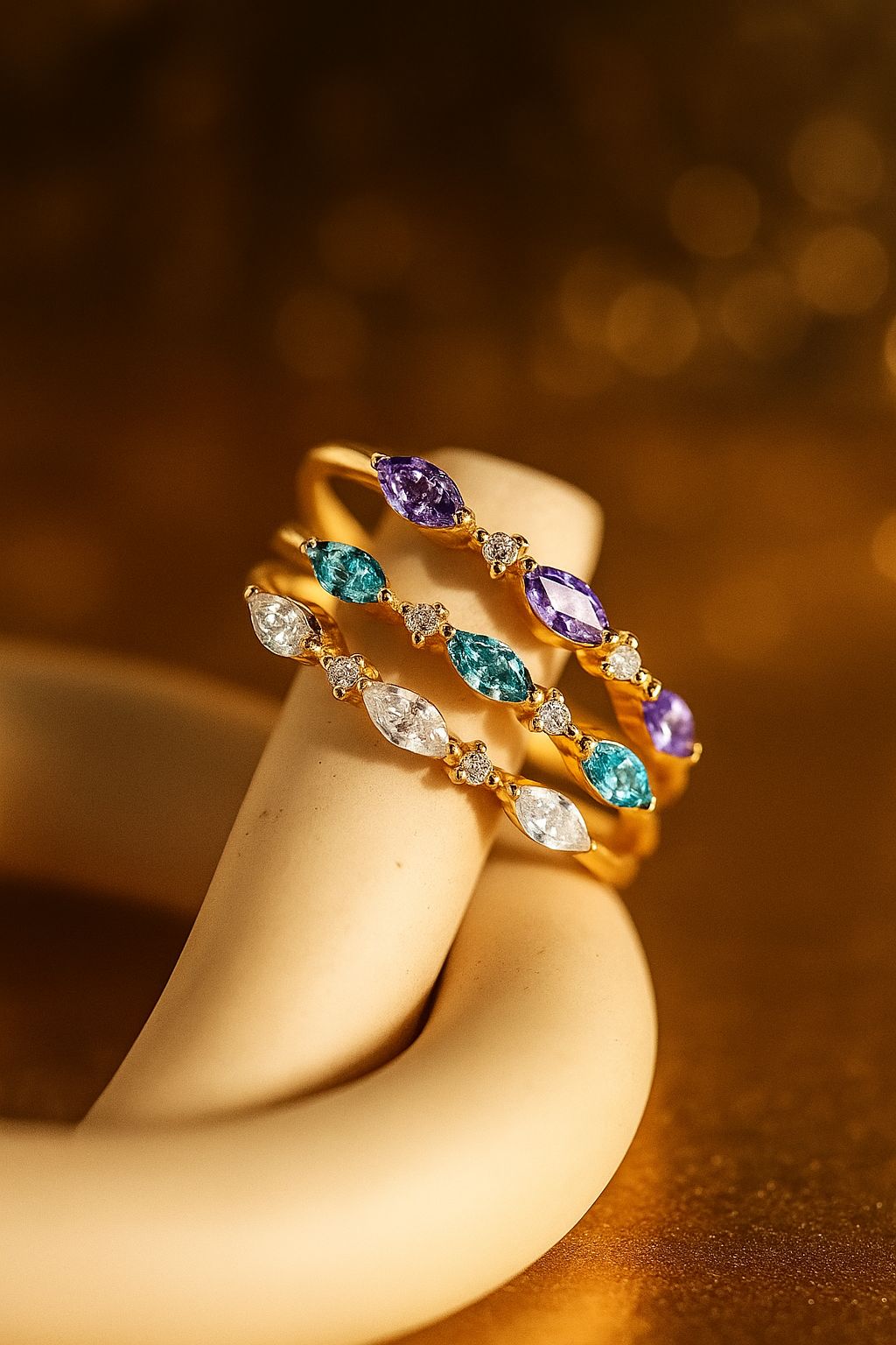 Triple Marquise Birthstone Ring