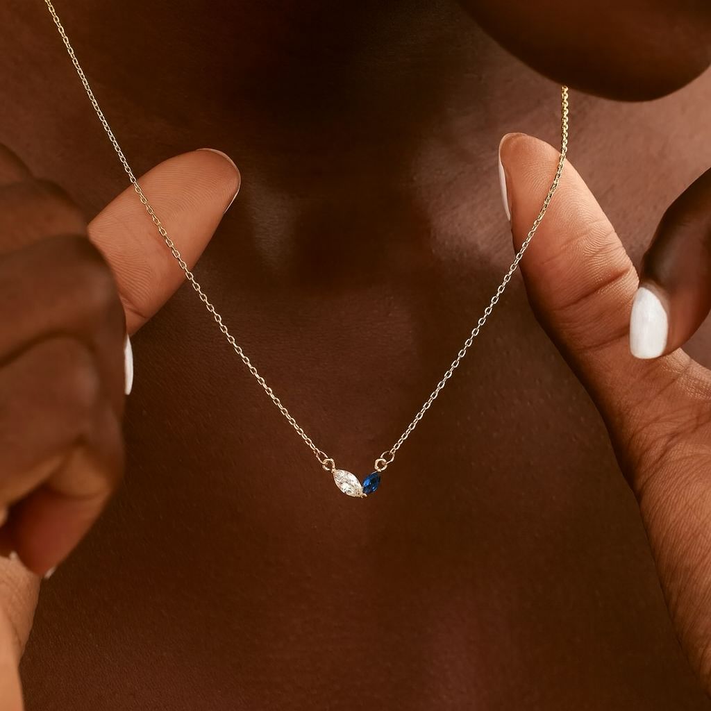 Titanium Steel Loving Heart Zircon Birthstone Necklace