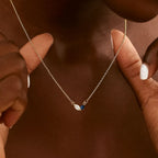 Titanium Steel Loving Heart Zircon Birthstone Necklace