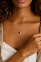 Titanium Steel Loving Heart Zircon Birthstone Necklace