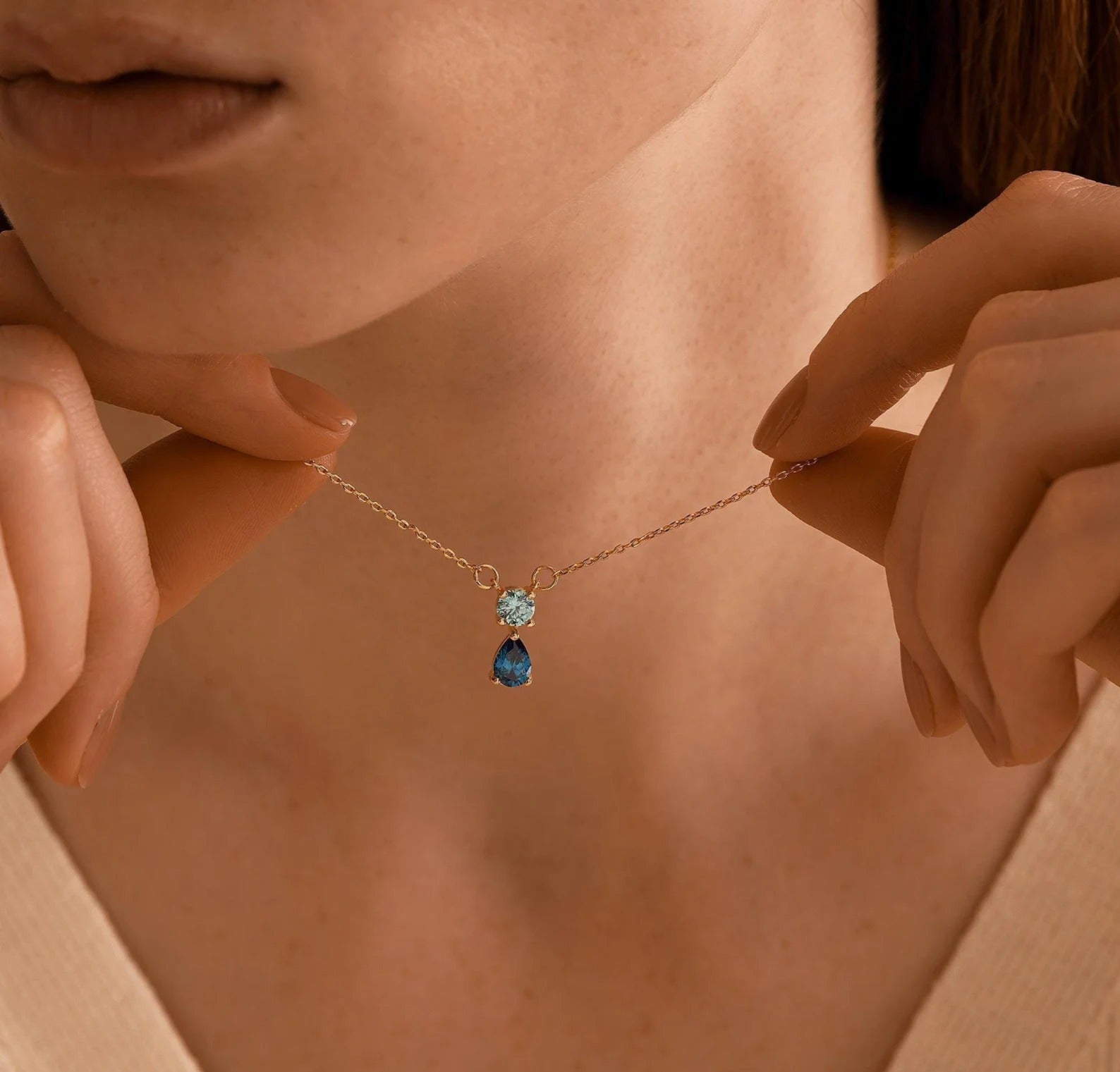 Toi et Moi Emerald Birthstone Necklace