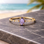 Geometric Purple Zircon Japanese Style Copper Ring