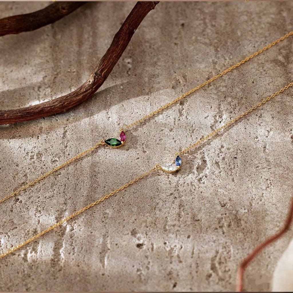 Titanium Steel Loving Heart Zircon Birthstone Necklace