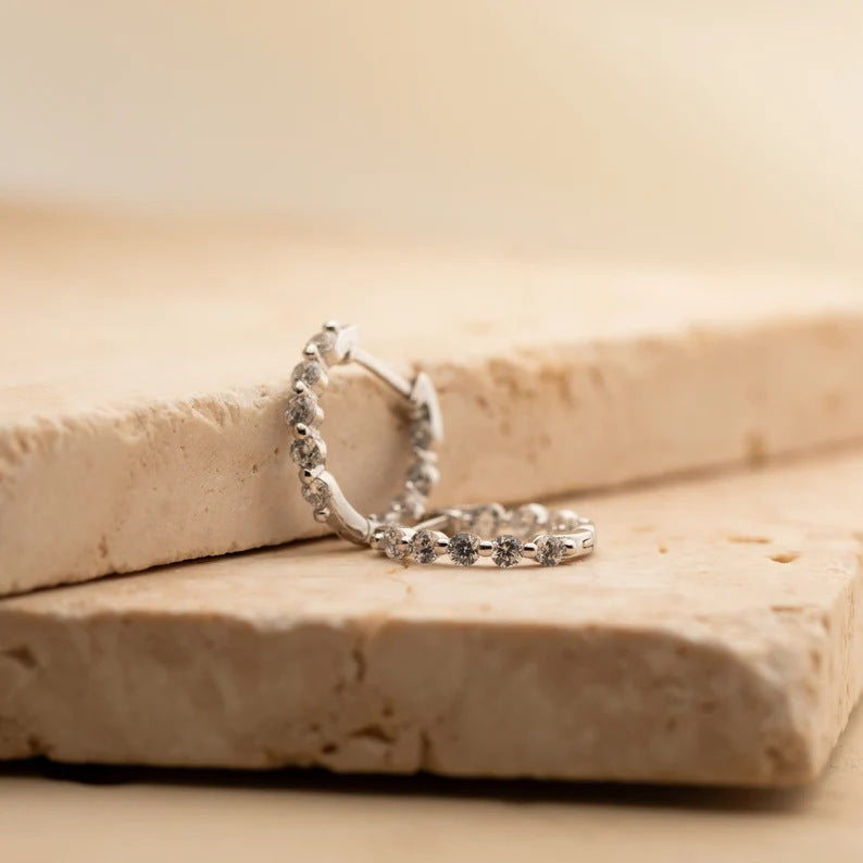 Inside Out Diamond Huggies in 18K Gold