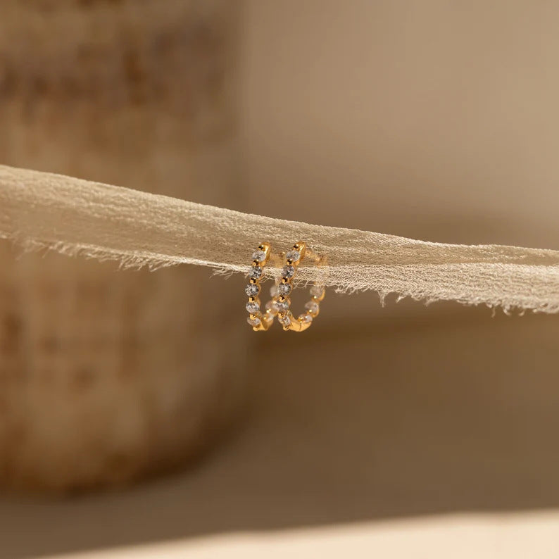 Inside Out Diamond Huggies in 18K Gold