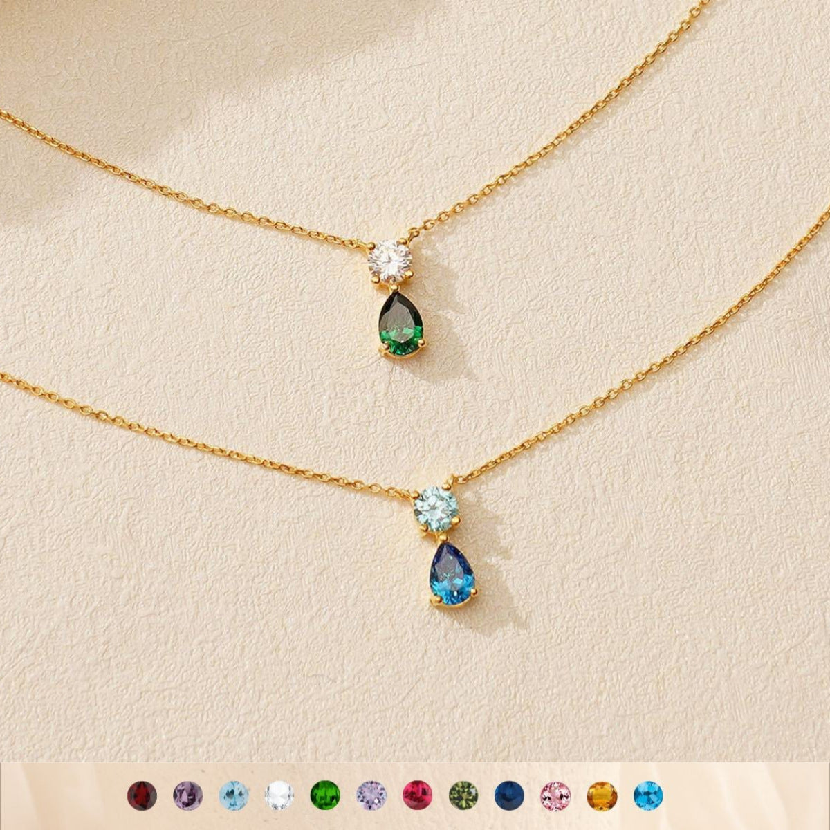 Toi et Moi Emerald Birthstone Necklace