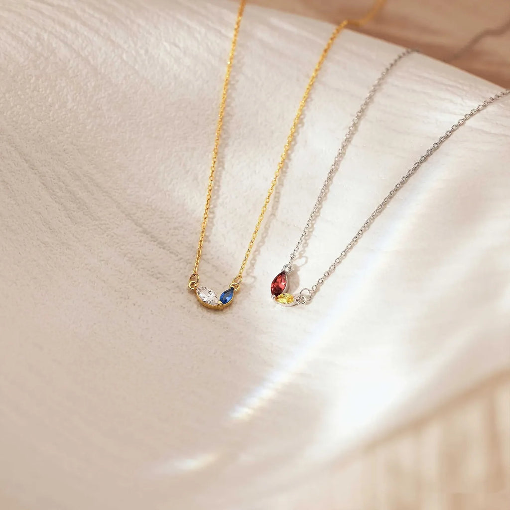 Titanium Steel Loving Heart Zircon Birthstone Necklace