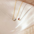 Titanium Steel Loving Heart Zircon Birthstone Necklace