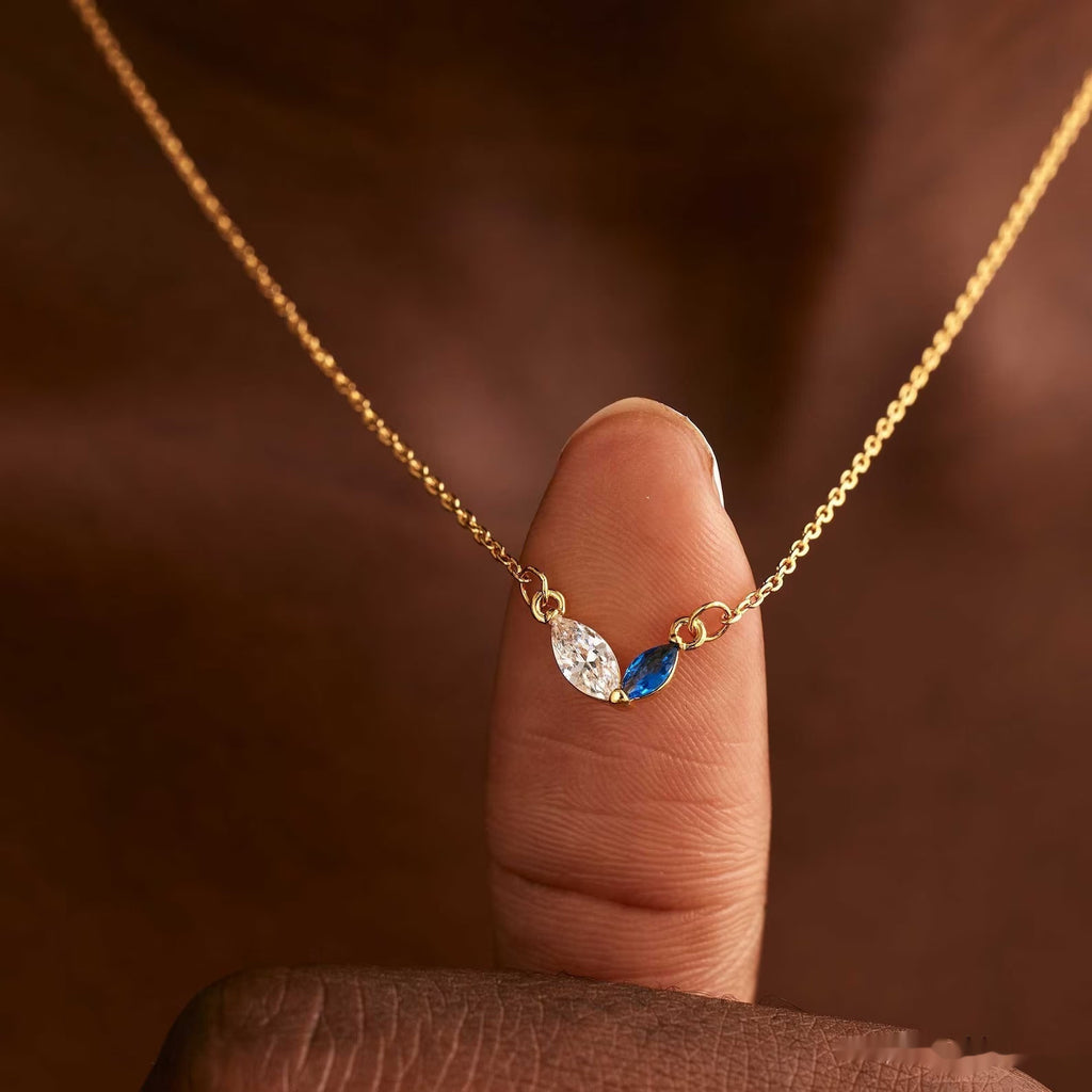 Titanium Steel Loving Heart Zircon Birthstone Necklace