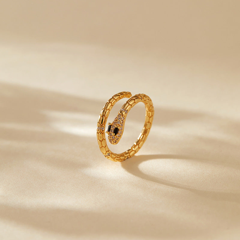 Gold Snake Ring, Dainty Adjustable ring