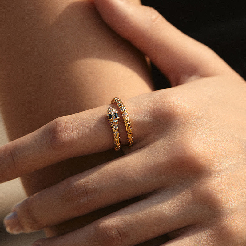 Gold Snake Ring, Dainty Adjustable ring