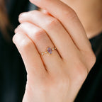 Geometric Purple Zircon Japanese Style Copper Ring