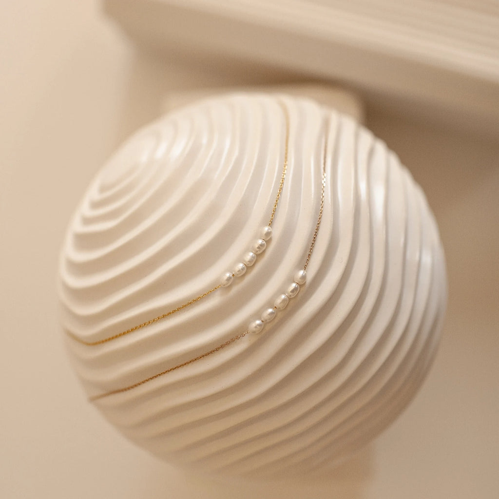 Pearl Bead Necklace in 18K Gold