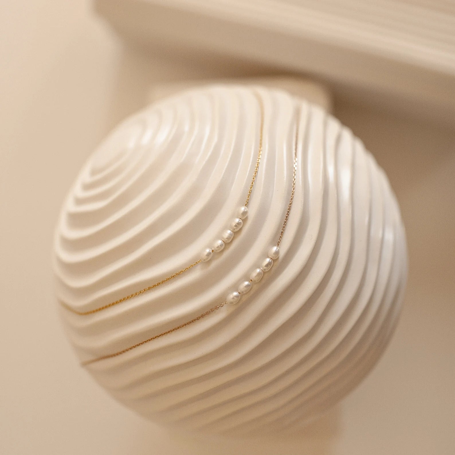 Pearl Bead Necklace in 18K Gold