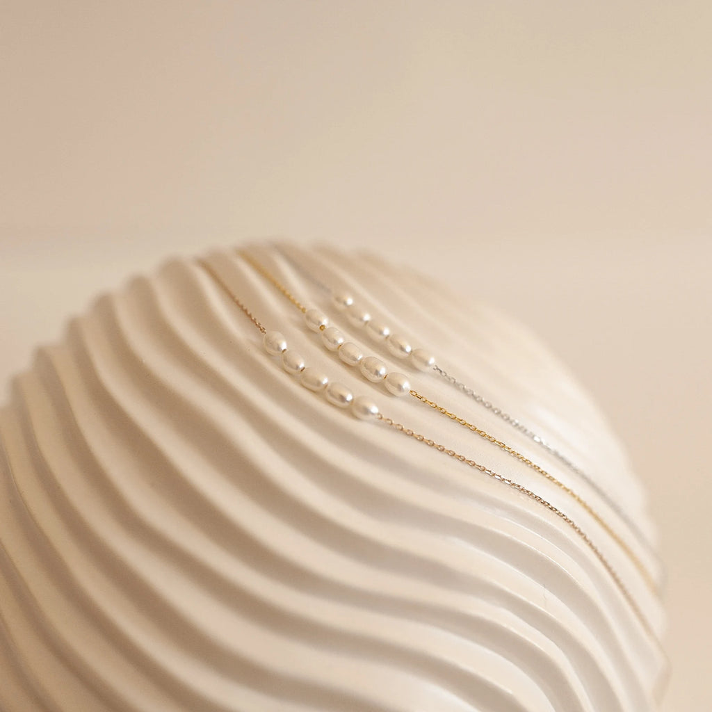 Pearl Bead Necklace in 18K Gold