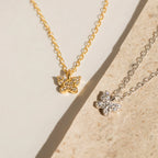 Butterfly Drop Necklace in 18K Gold