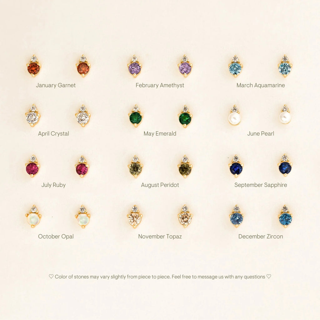 Raindrop Birthstone Studs