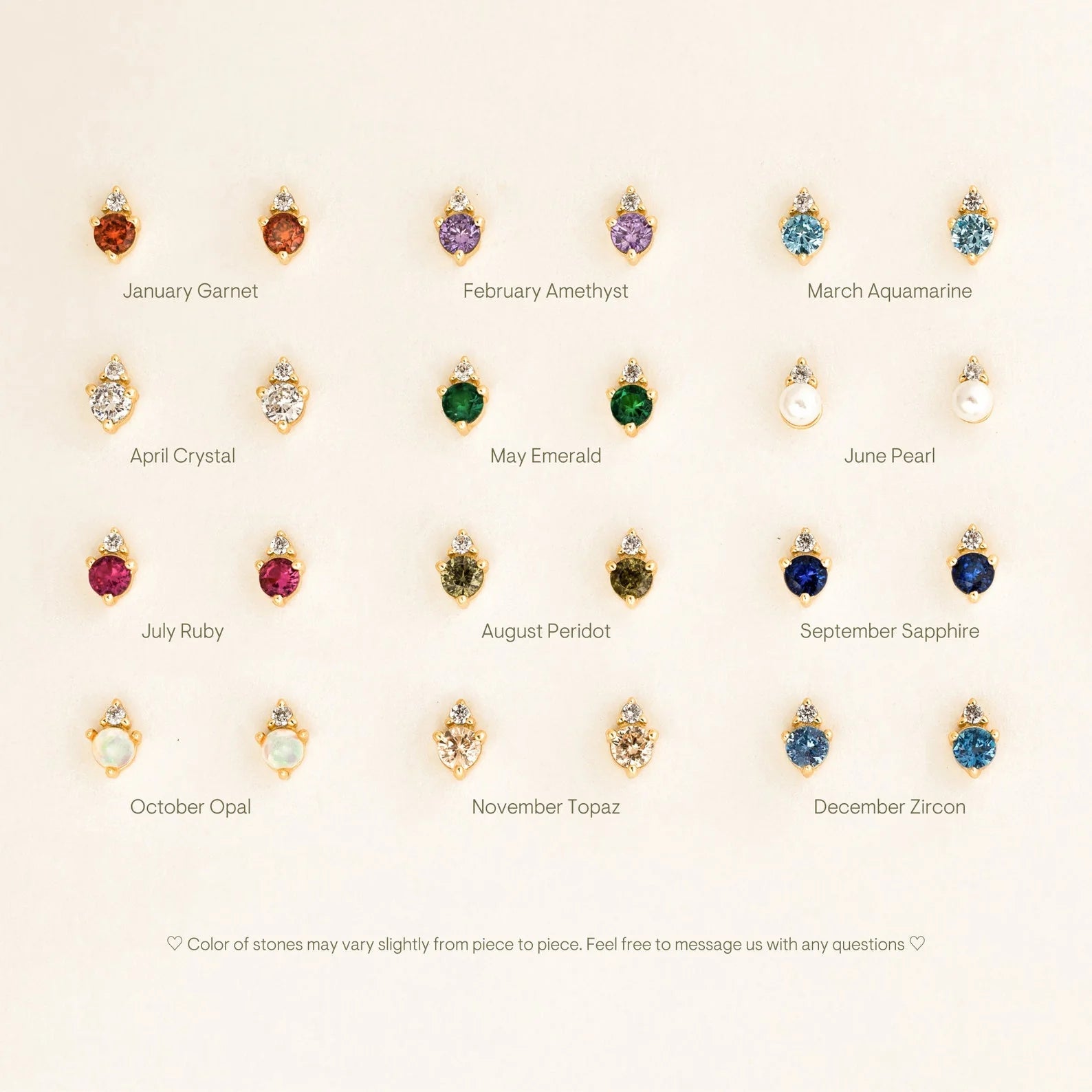 Raindrop Birthstone Studs