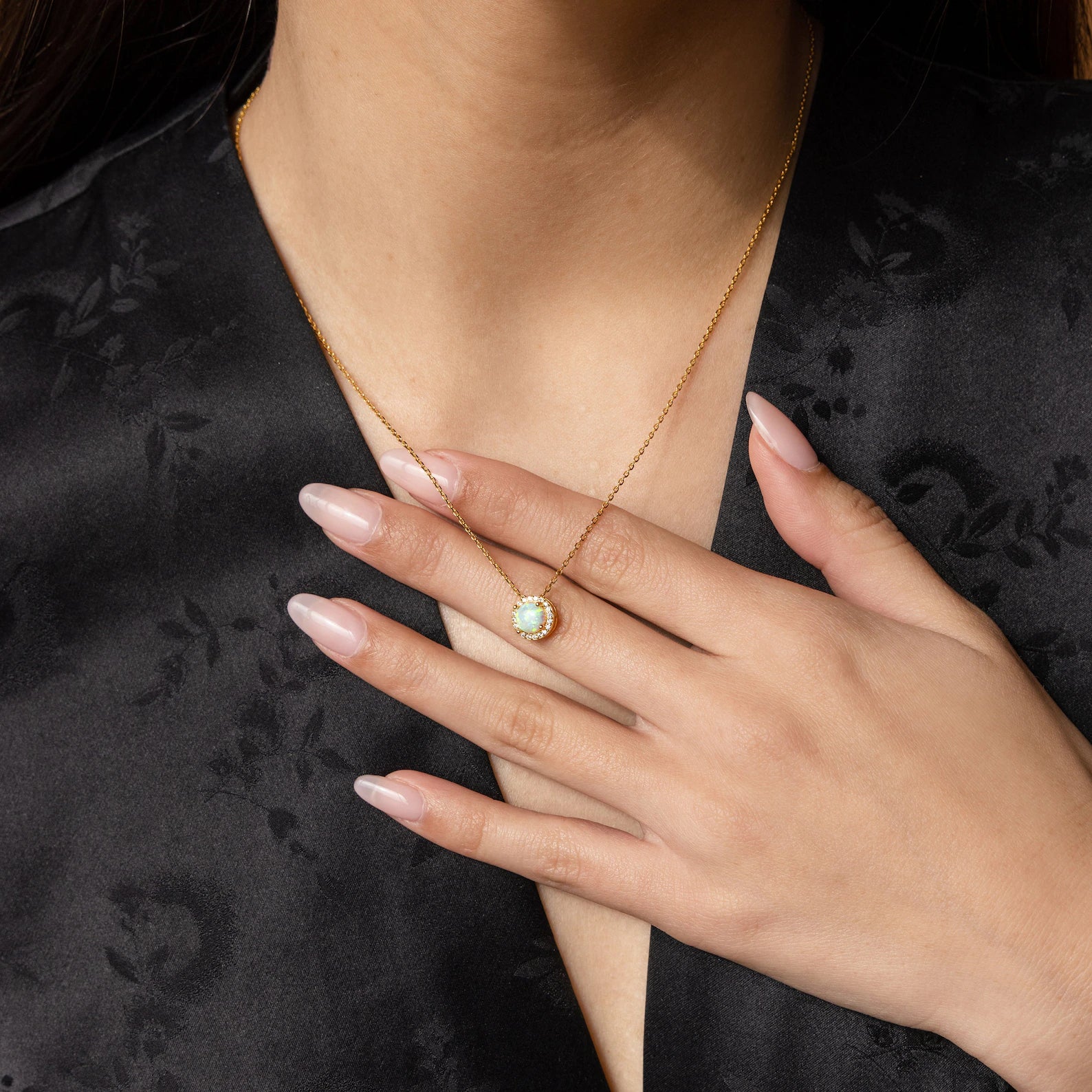 Halo Birthstone Necklace