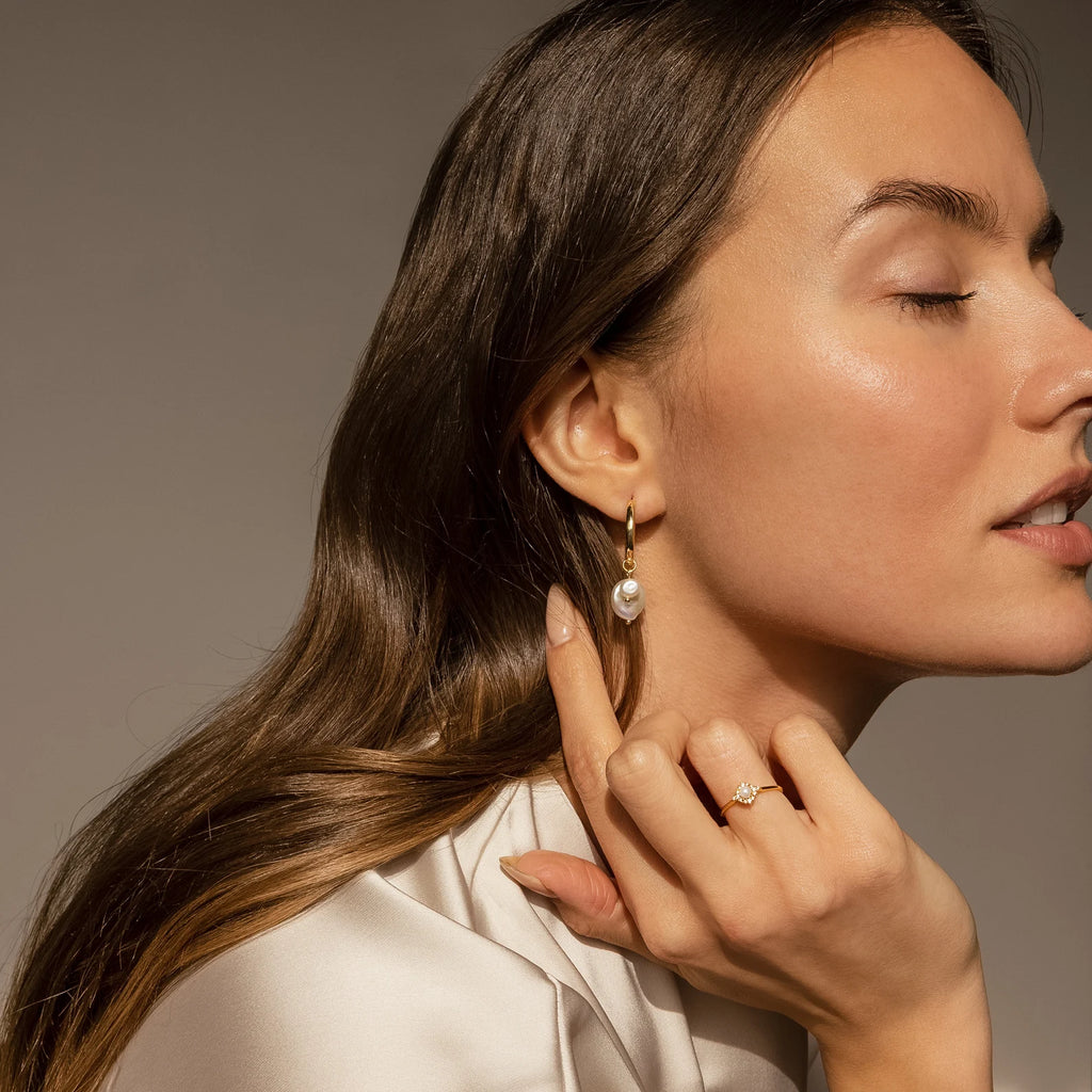 Vintage Pave Pearl Ring in 18K Gold