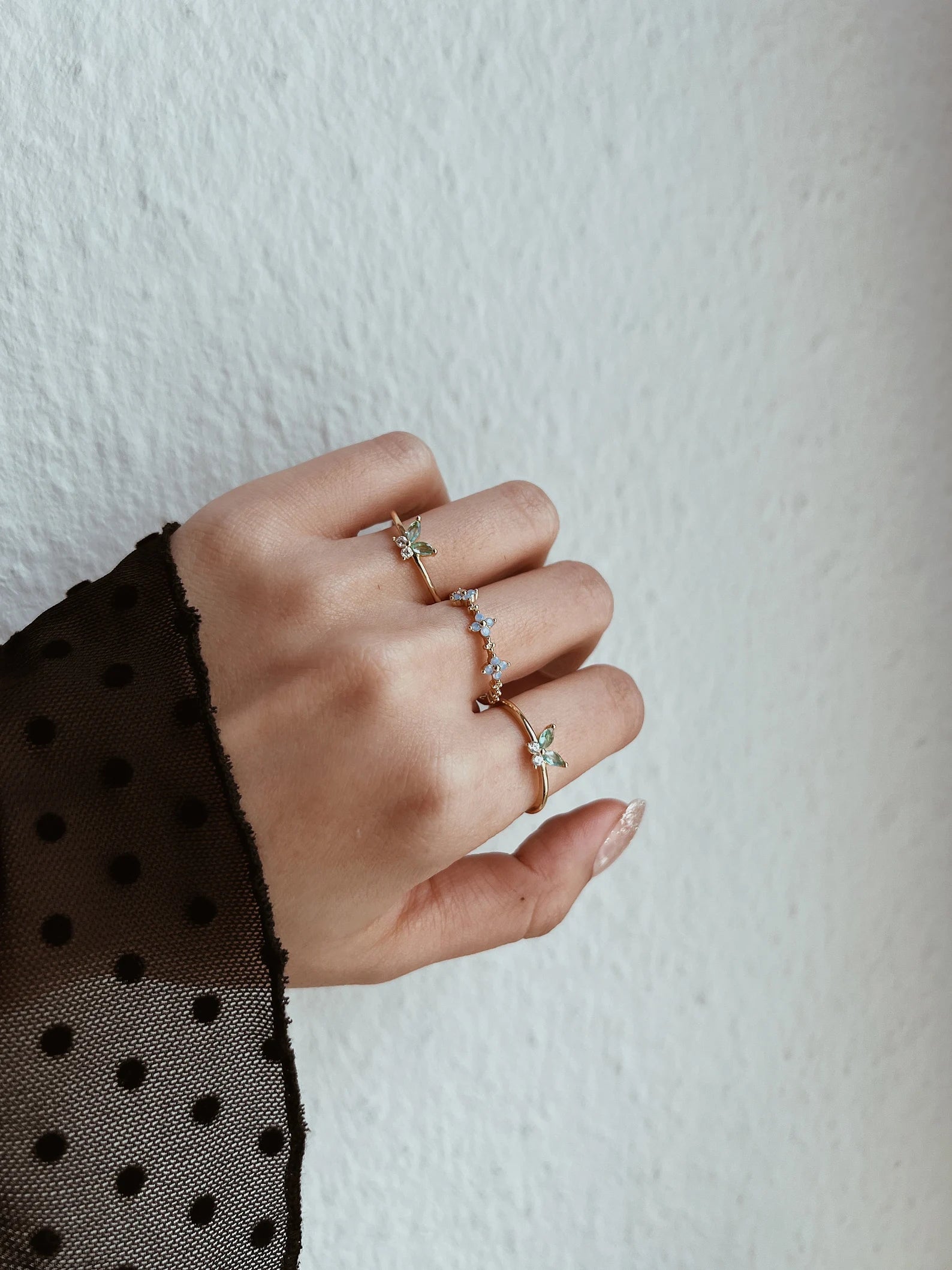 tiny green butterfly ring