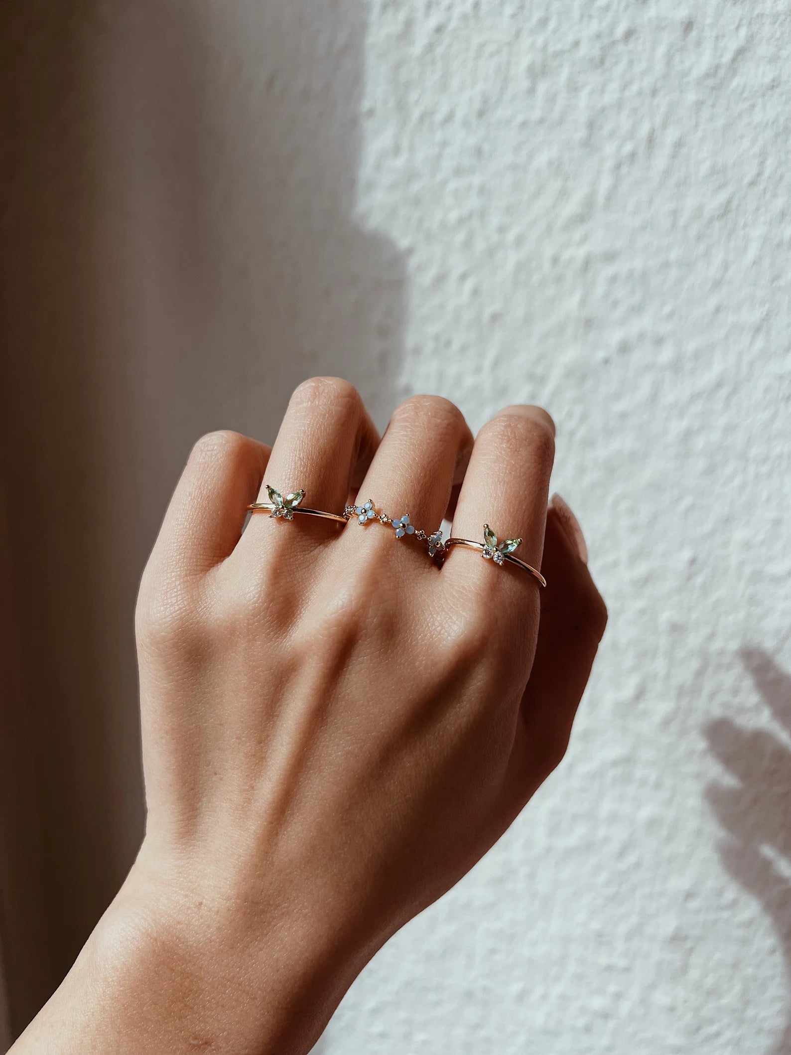 tiny green butterfly ring