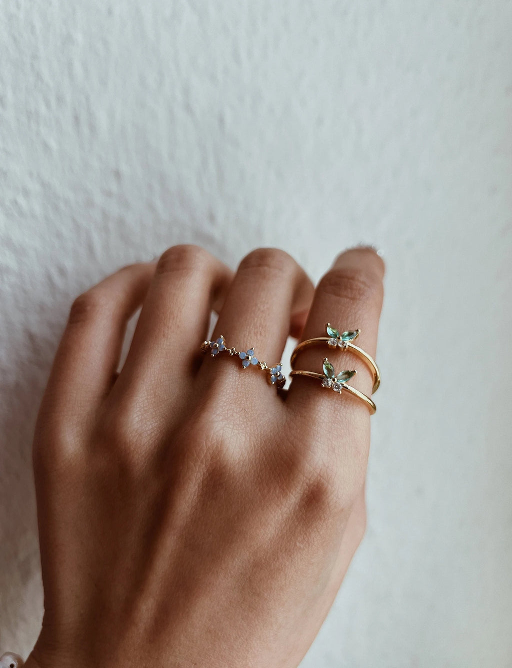 tiny green butterfly ring