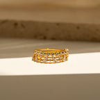 Crystal Stacking Ring Set in 18K Gold