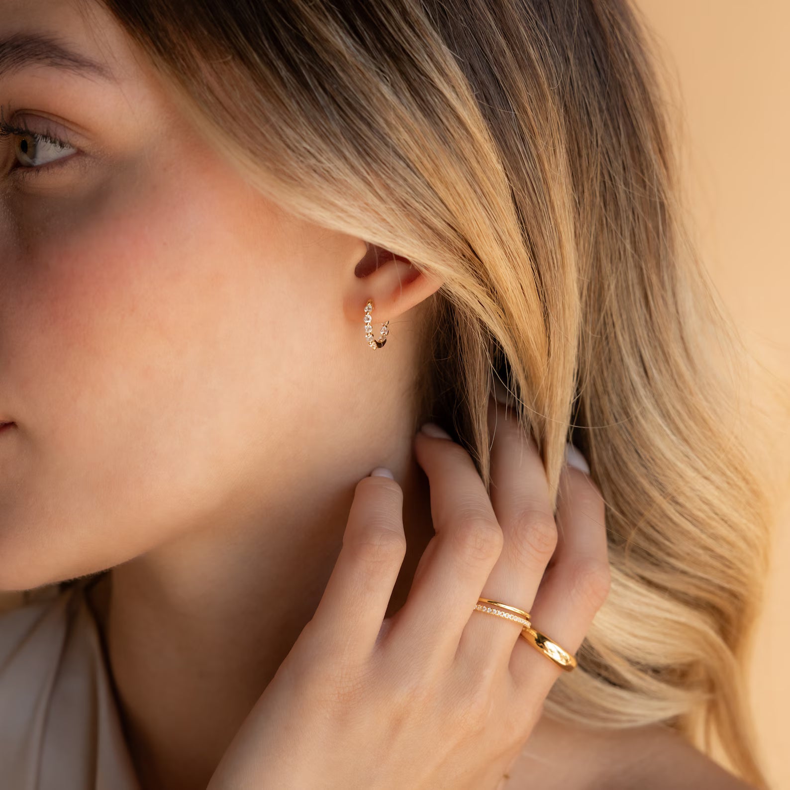 Inside Out Diamond Huggies in 18K Gold