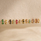 18K Gold Princess Cut Birthstone Huggies