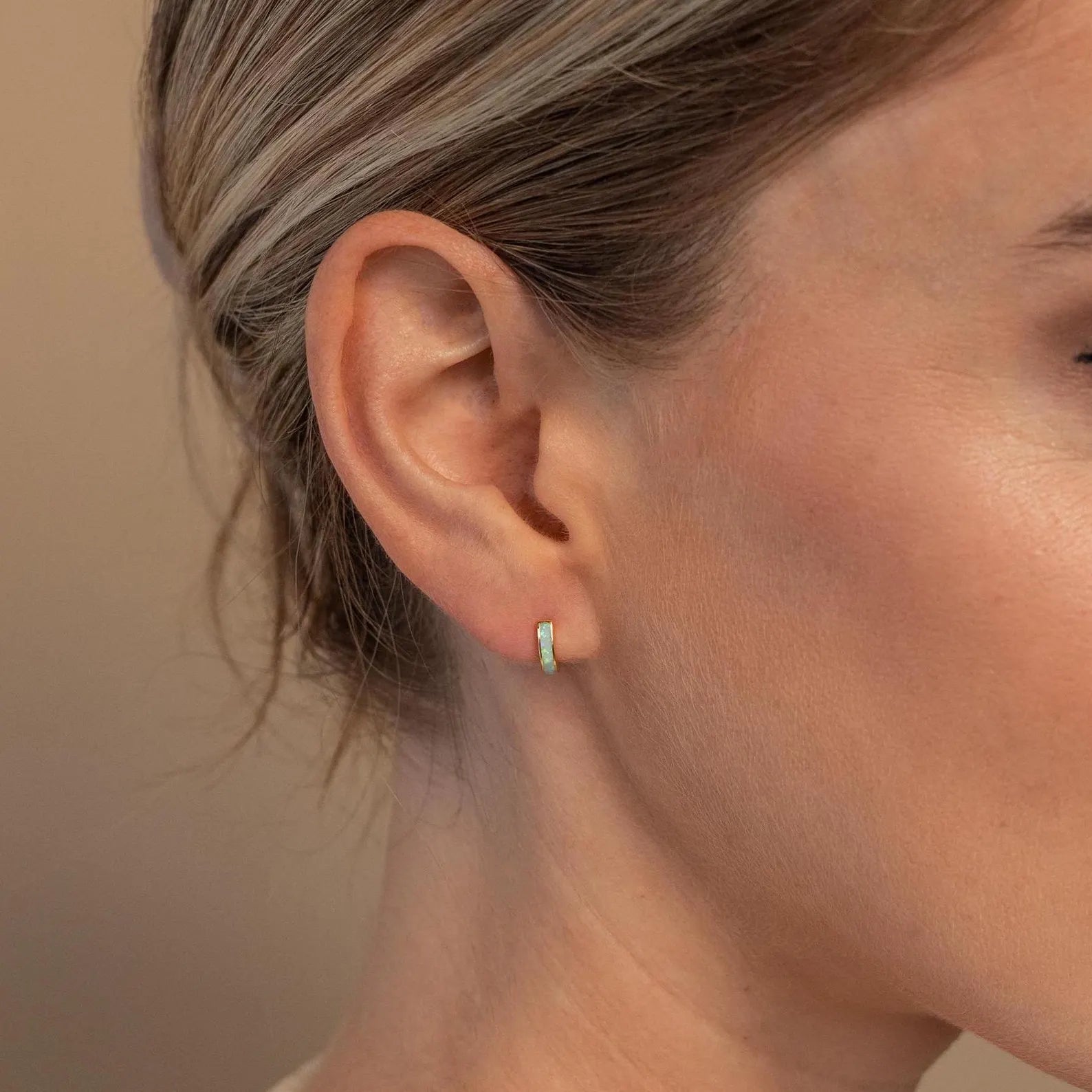 Opal Inlay Huggies Set