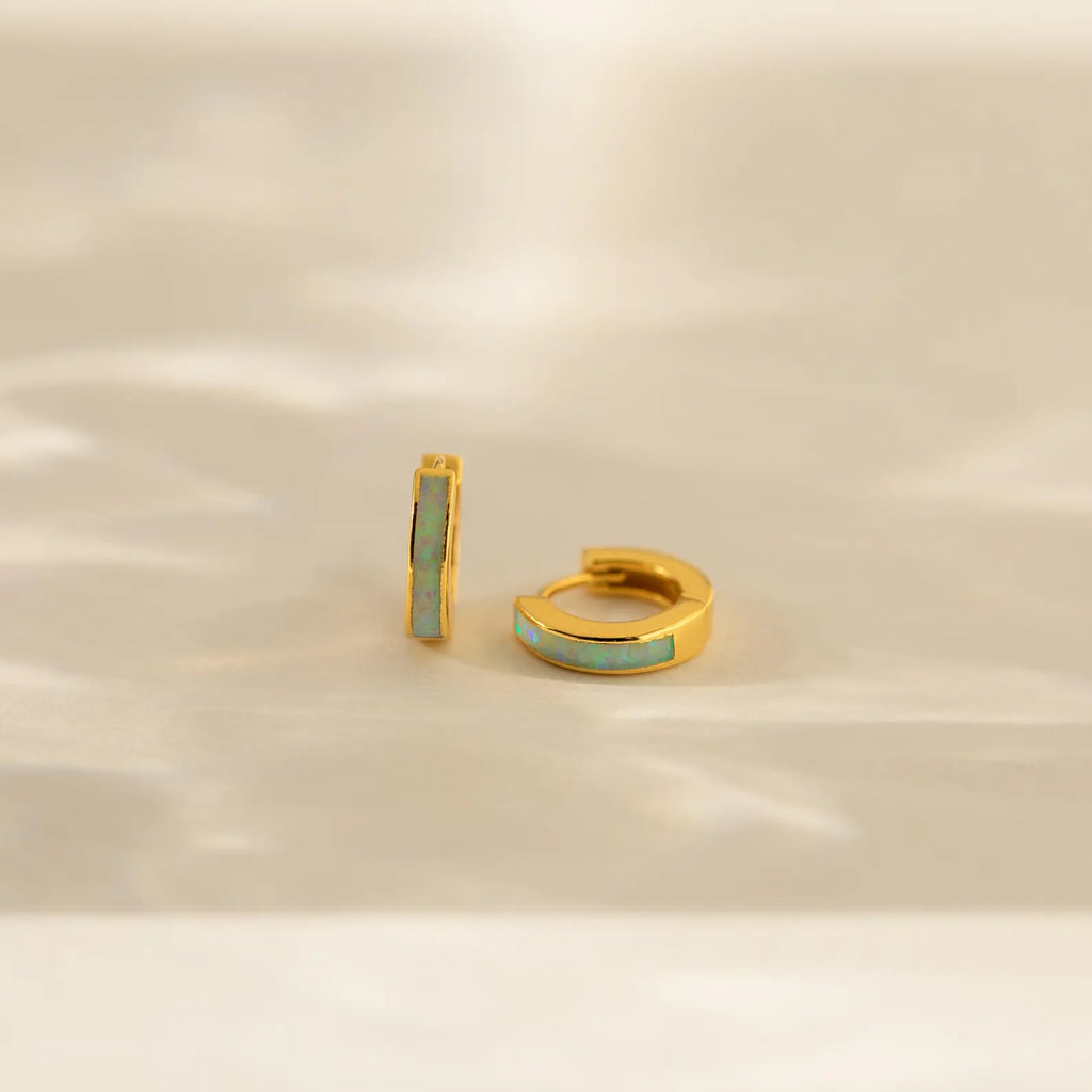 Opal Inlay Huggies Set