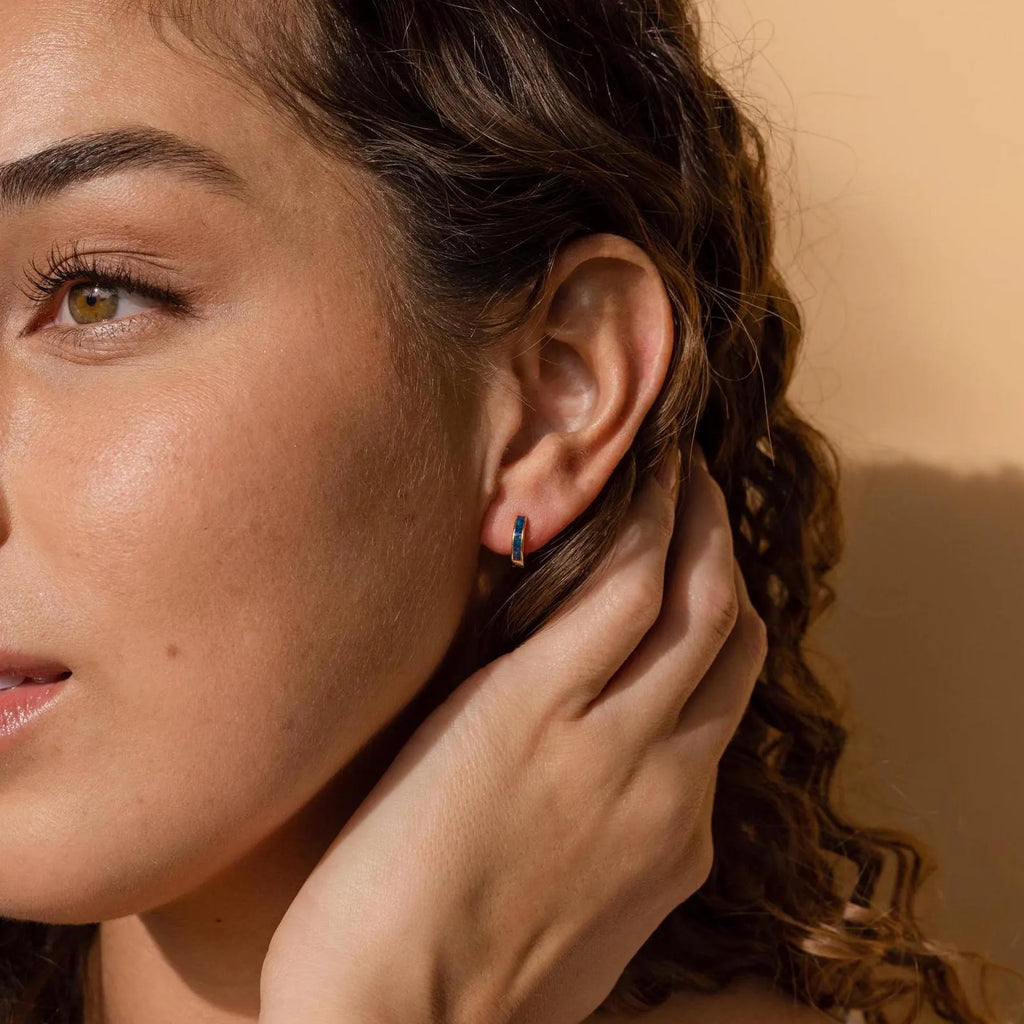 Opal Inlay Huggies Set