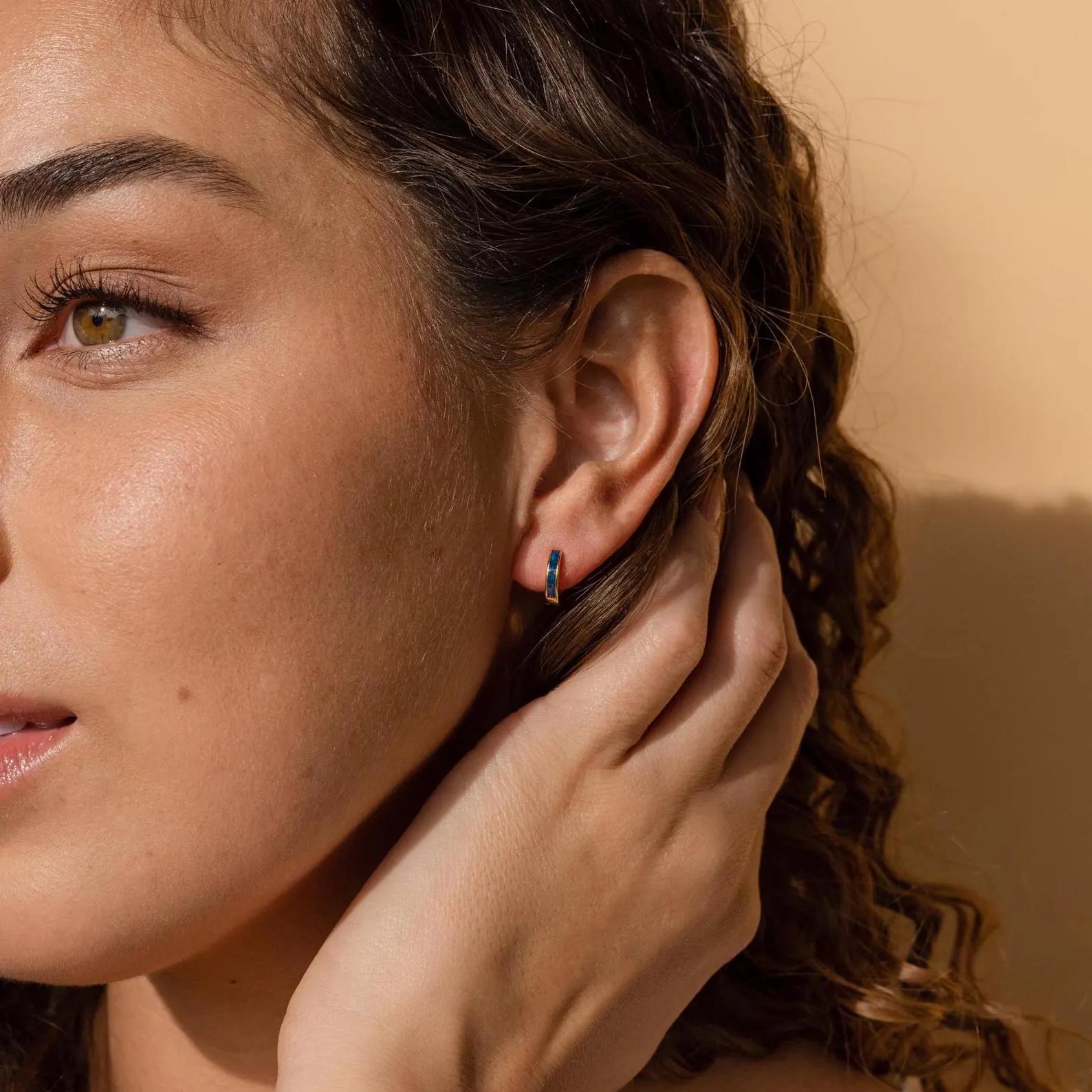 Opal Inlay Huggies Set