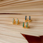 Opal Inlay Huggies Set