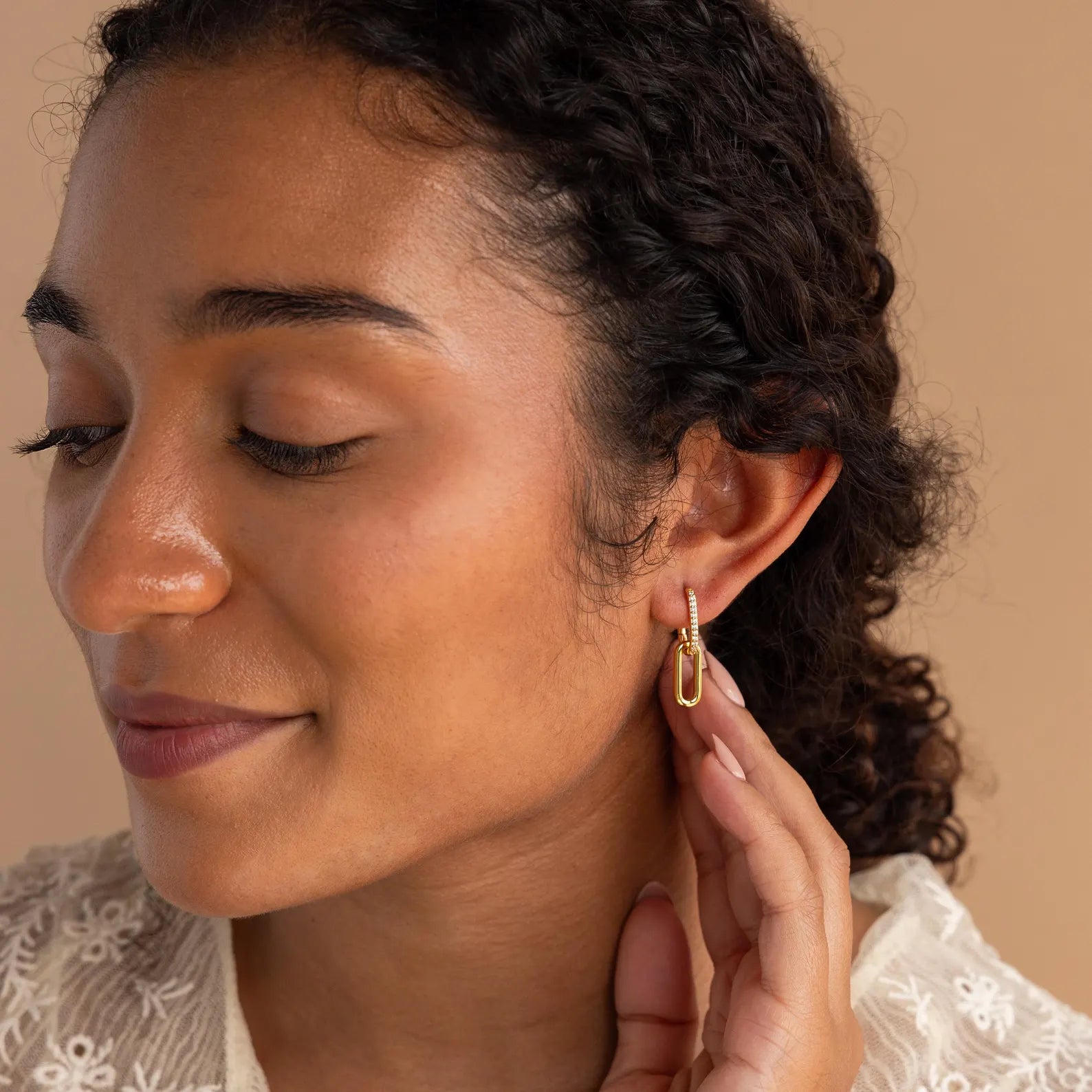 Pave Link Drop Earrings