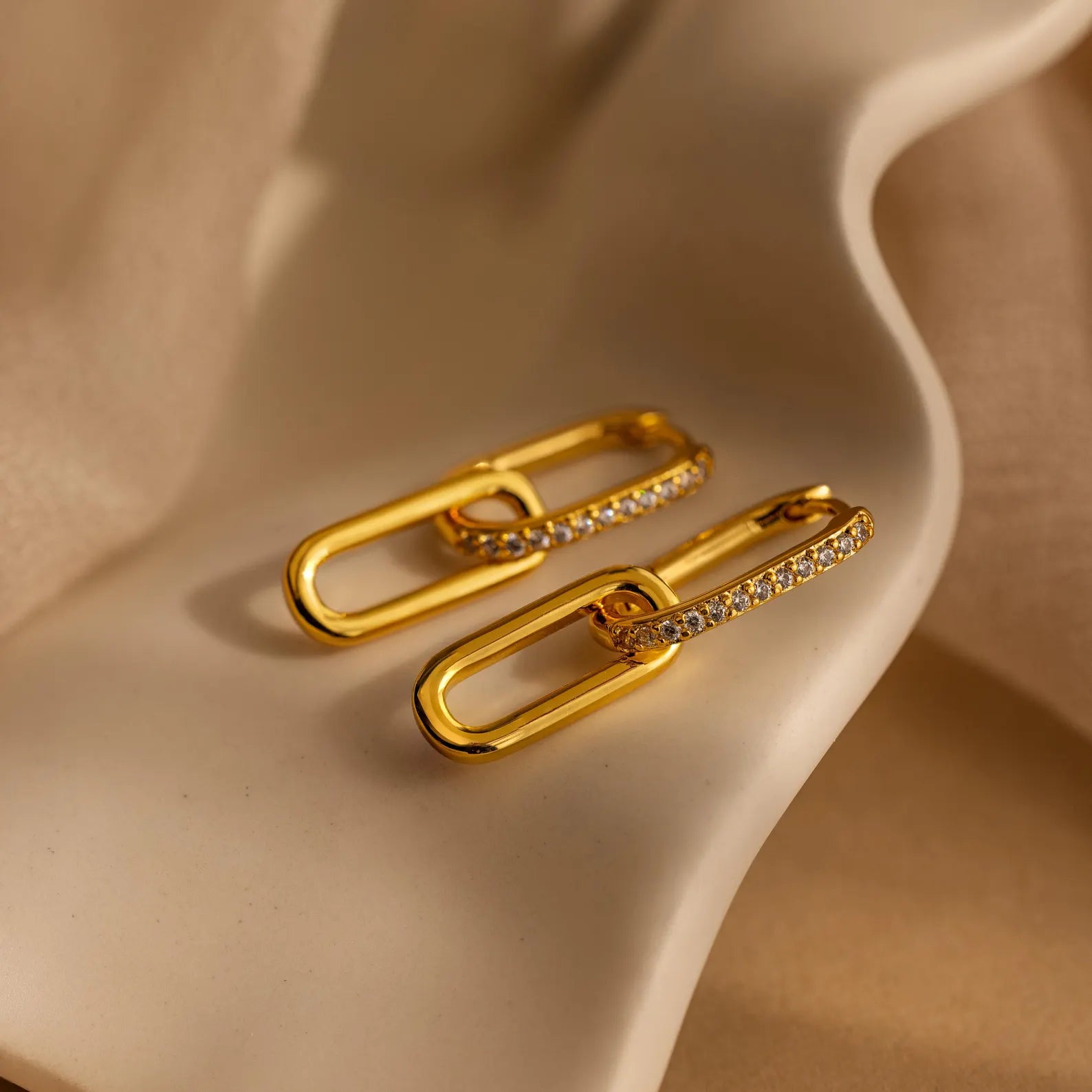 Pave Link Drop Earrings