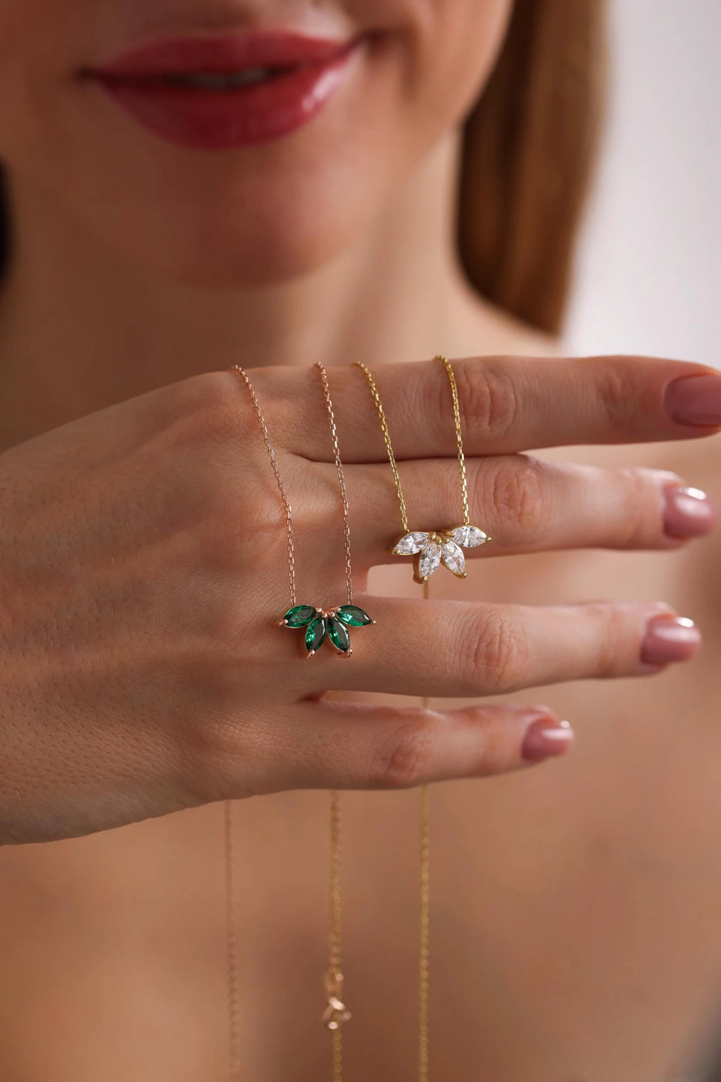 Horizontal Pod Birthstone Necklace