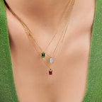 Emerald Cut Birthstone Necklace