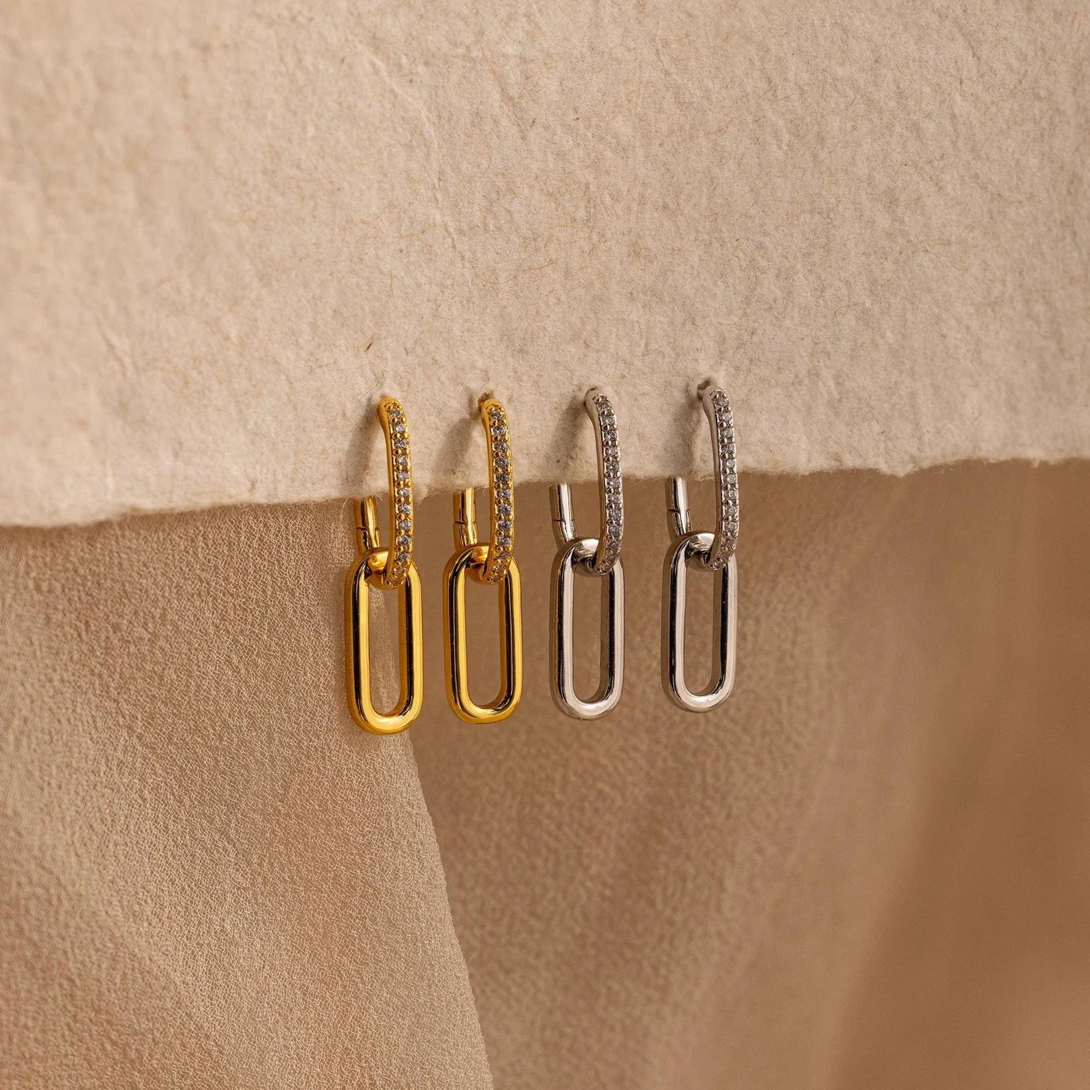 Pave Link Drop Earrings