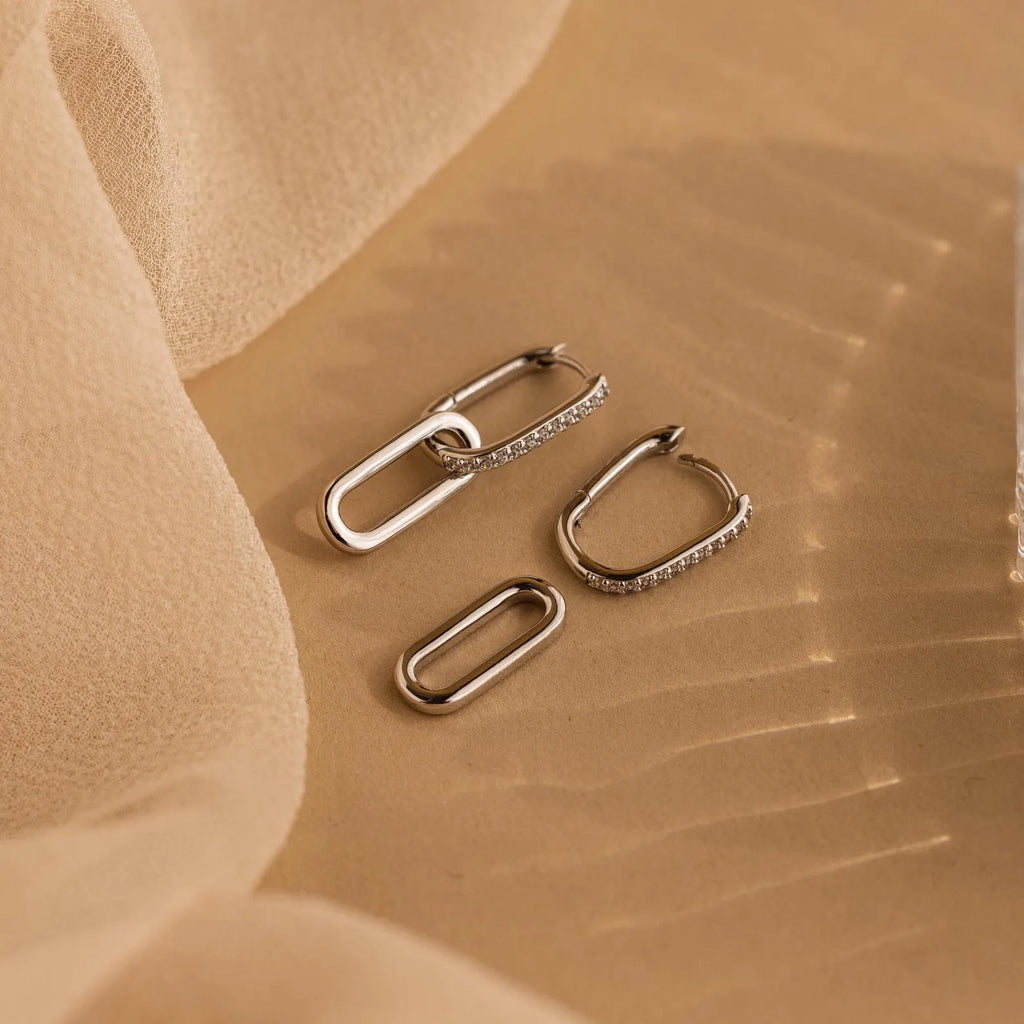 Pave Link Drop Earrings